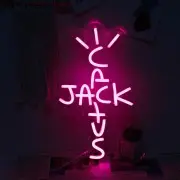 Jesalah Cactus Jack Neon Sign Pink Words Neon Light Sign Wall Art Neon Light