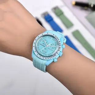 橡膠錶帶適用於勞力士 O-mega X S-Watch 聯名 MoonS-Watch 星座防水運動 20 毫米錶帶彎曲端