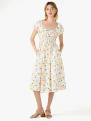 Orange Toss Midi Dress