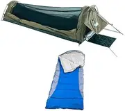 Adventure Kings Single Swag Kwiky + Hooded Sleeping Bag Left Zipper Camping 4WD