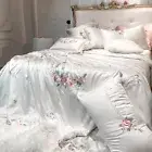 Embroidery Duvet Cover Set Tencel Silk Duvet Cover Set Bed Sheet 2 Pillowcases