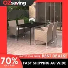 Garden dining set 5 piece cushions rattan black cream white outdoor 9753