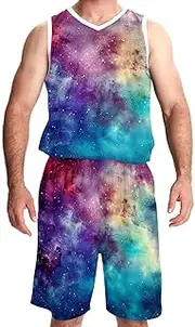 [KQNZT] Basketball Jersey and Shorts, Personalized Jersey, Mens Basketball Jerseys, Purple Nebula Universe