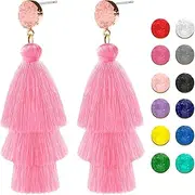[FIMETEUG] Tassel Earrings, Bohemian Cascading Tassel Drop Earrings, Colorful Tassel Earrings for Women, Mother's Day Birthday Gift