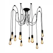 Amonson Lighting 10 Heads Thomas Edison Bulb Chandelier Pendant Light Replica- Black