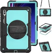 [HYAUUcase] Apply for Samsung Galaxy Tab S10 Ultra 2024/ S9 Ultra/ S8 Ultra 14.6 Inch,Shockproof PU Leather Multi-Angle Stand Flip Lightweight Folio Folding Stand Cover (Black+Light Blue)