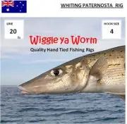 Hand Tied Whiting Double Paternosta rig, No 4 Worm hooks, lumo beads & sinker
