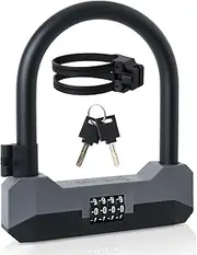 Lohaswork Bike Combination Lock, 4-Digit Resettable Combination Lock, Heavy Duty Anti Theft Bike U Lock, Password Lock, Locks with Mounting Bracket & 2 Keys for Electric Bike E-Scooter Motorcycle