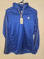 St Andrews Scotland Links Golf Jacket Mens Blue Pullover Fitted Quarter Zip L