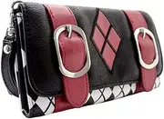 [Suicide Squad] Harley Quinn Buckle Black Coin & Card Tri-Fold Purse