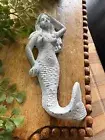 Iron White Mermaid Coat Wall Hook Distressed Finish Nautical Beach Bathroom