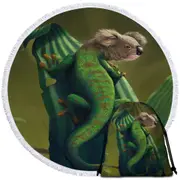 Cool Animal Art Gekoala Iguana and Koala Round Beach Towel