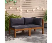 Stylish Solid Acacia Wood Outdoor Sofa Set with Dark Grey Cushions Durable and Comfortable