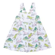 Toddler Girls Sleeveless Dress Cartoon Dinosaur Print Open Back Skirt Clothing