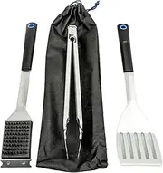 Kings BBQ Tool Set Stainless Steel Tongs Spatula Scraper Brush Camping Outdoors