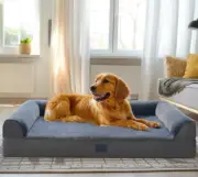 New Orthopedic Dog Bed XL Size Dogs 2 in 1 Sofa Bed Bolster Cover Couch Pet Mat