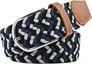 [CLSSLVVBN] Elasticated Adjustable Canvas Belt For Any Elastic Belts Linen Golf Braided Stretch For Men Woven Elasticated For Belts, Black Gray and blue