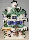*NEW* Kmart Winter Wonderland Chalet Painted Glass Gingerbread Motive Candle 10"