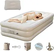 Hogvinnatil Inflatable Camping Mattress, Camping Air Mattress, Double Camping Mattress, Self-Injury Camp Bed, Luxury Air Bed Mat with Built-in Pump for Outdoor & Travel