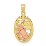 Real 10kt Two-tone Praying Hands Pendant