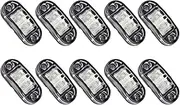 Leona Co 10 Pack 12V 2.5" Oval Led Truck Side Marker Light Surface Mount, Sealed Trailer Led Clearance and Side Marker Lights, Black Base, Rectangular Rectangle Led Lights (WHITE)