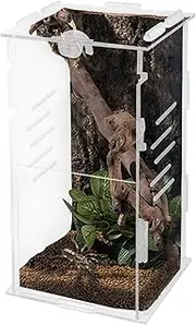 winemana Small Reptile Jumping Spider Terrarium Enclosure, 4" x 4" x 8" Acrylic Mini Transparent Feeding Tank Micro Habitat Box for Tarantula Small Tree Dwelling Reptiles Insect (Vertical)