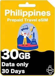 Philippines Prepaid Travel eSIM - High-Speed Data for 30 Days, Unlimited Data at 128kbps, Data-Only (30GB (30 Days))