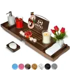 Expandable Bamboo Bathtub Caddy Bath Tray & Free Soap Dish - ROYAL CRAFT WOOD
