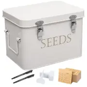 Metal Seed Storage Box with Dividers 20 Labels & 50 Envelopes