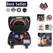 Pro-Grade A/C Manifold Gauge Set with 5FT Hoses and Adjustable Couplers