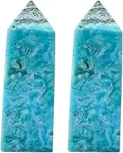 Crystal Towers, 2Pcs 2 Inch Natural Crystal Wands Blue Apatite, Healing Crystals Tower for Home Energy Decoration Collectibles Gift-