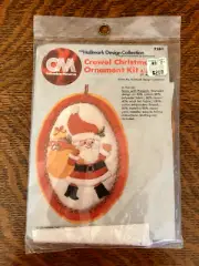 Vintage Columbia Minerva "Santa w/ Presents" Crewel Christmas Ornament Kit
