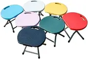 Folding Stool with Handle Plastic Folding Camping Stool Portable Collapsible Stool for Indoor Outdoor Sturdy Kitchen Stool(Yellow,H 31cm)
