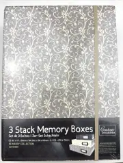 Couture Creations 3 Stack Memory Boxes Be Merry Storage Nesting Craft Room NEW