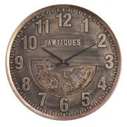 Ceasar Round moving cogs Wall Clock - Bronze w/black wash