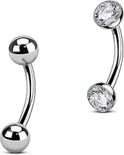 [OUFER] Belly Button Rings, 2PCS G23 Solid Titanium Internally Threaded Belly Rings For Women, 14G Clear CZ Belly Button Piercing, Navel Piercing Jewelry