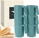 Wheat Straw Cups-Mug Set of 6,Reusable Plastic Coffee Mug,Tea Cup with Handles,1