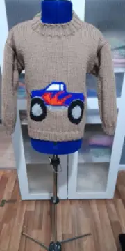ChildsMonster truck jumper knitting pattern My own design Multi size
