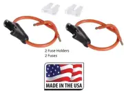 (2 PC) 12 GAUGE ATC FUSE HOLDER IN-LINE WITH (2 PC) 25 AMP FUSE Made in USA