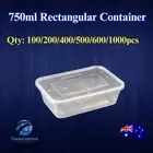 750ml Reusable Takeaway Food Containers Plastic Rectangular Kitchen Storage