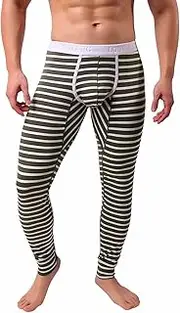 [Generic] Mens Boxers Large Low Patchwork Leggings Pant Thermal Breathe Striped Mens Long Men's Underwear Mens Underwear Thin