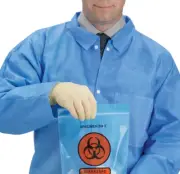 Case of 30 Disposable Lab Coat Blue Snap Closure With Breast/Waist Pockets 3XL