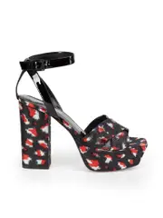 Black Jacquard Platform Sandals