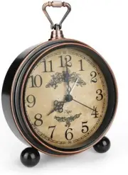 Alarm Clock 5.3" Vintage Shelf Clock, Silent Non-Ticking Table Clock Shelf Decor