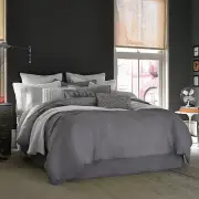 KENNETH COLE REACTION MINERAL GUNMETAL 3PC QUEEN DUVET COVER 2 STANDARD SHAMS