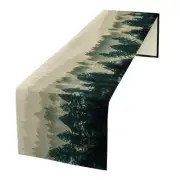 Foggy Forest Table Runner, Misty Green Forest Natural W13"x L36" Forest-2