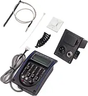 SWOOMEY 4 Guitar Preamp Piezo Pickup with Band Eq Equalizer LCD Digital Tuner Indicator for Accurate Tuning Noisy Environments Black