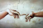 Creation Of Adam Michelangelo Vatican Chapel Repro Large Oil Painting STRETCHED