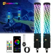 2Pcs 1FT RGB Spiral LED Fat Whip Lights For ATV UTV with App & Remote Control