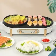 Electric Barbecue, 1700 Watt Multifunctional, Zoned Knob Temperature Control Portable Anti-Scalding Handle Non-Stick Coating Easy to Clean for 3-6 People Indoor Outdoor Party